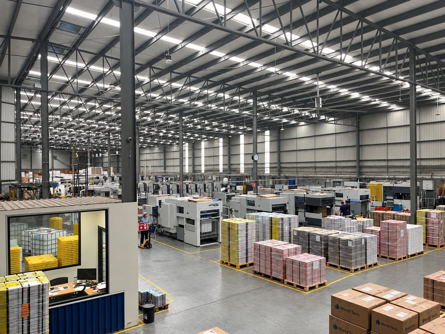 Instalaciones industriales con maquinaria y áreas de producción